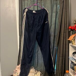 Adidas Dark Blue Track Pants with Cream Stripes